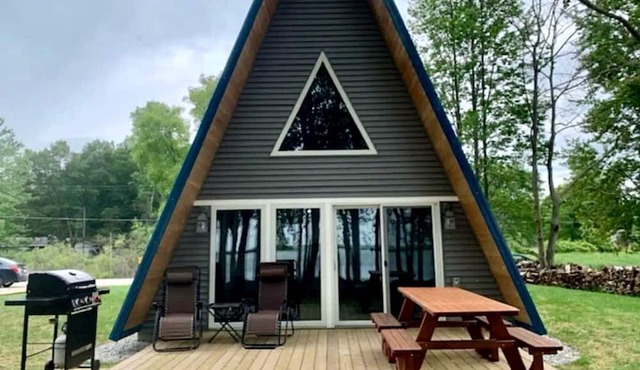 Lakefront A-Frame with Lofted Interior Ideal for Outdoor Activities in Michigan